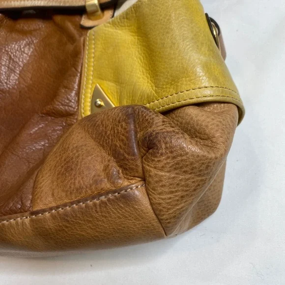 B Makowsky leather Tan Multicolored handbag Shoulder Gold Hardware A021121 - Picture 4 of 10